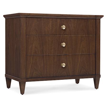 Hooker Furniture Archives 36" Wide Veneer Nightstand Classic Walnut / Satin Brass