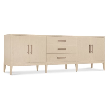 Hooker Furniture Westwood 86" Wide Veneer Credenza Polished Limestone / Plated Radiance