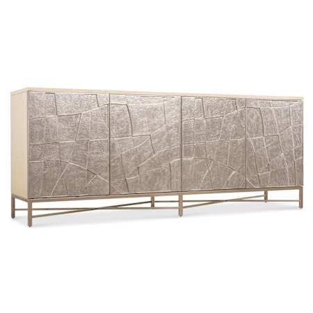 Hooker Furniture Westwood 90" Wide Silver Leaf and Veneer Credenza Polished Limestone / Venetian Dawn