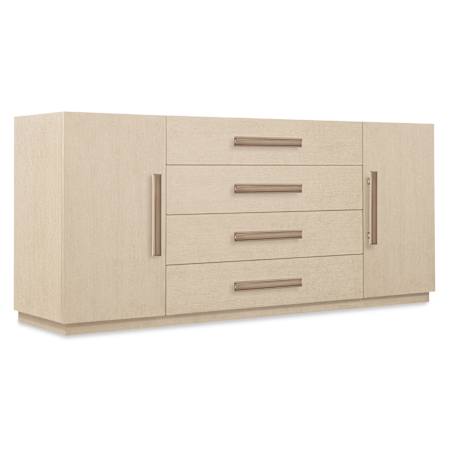 Hooker Furniture Westwood 78" Wide Veneer Buffet Polished Limestone / Plated Radiance