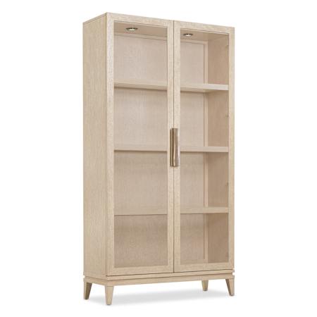 Hooker Furniture Westwood 46" Wide 2 Door Glass and Veneer Display Cabinet Polished Limestone / Plated Radiance