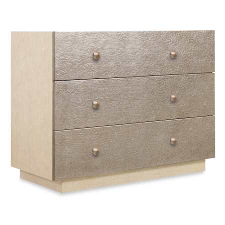 Hooker Furniture Westwood 38" Wide 3 Drawer Silver Leaf and Veneer Accent Cabinet Polished Limestone / Venetian / Plated Radiance