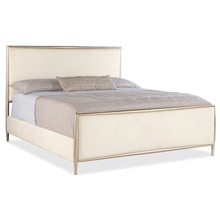 Hooker Furniture Westwood King Fabric, Metal, and Wood Bed Frame Plated Radiance / Trendy Snow
