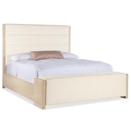 Hooker Furniture Westwood King Fabric and Veneer Bed Frame Polished Limestone / Trendy Snow