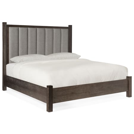 Hooker Furniture Aventura King Rubberwood Upholstered Panel Bed Frame from the Miramar Collection Cleary Cement / Smoky Arabica