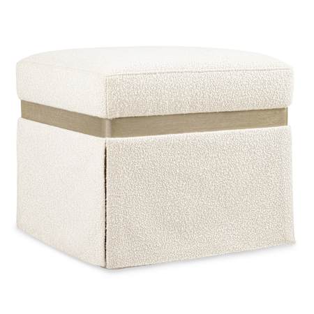 Hooker Furniture Melange 20 Inch Wide Ottoman Pouf Champagne / Inverness Natural