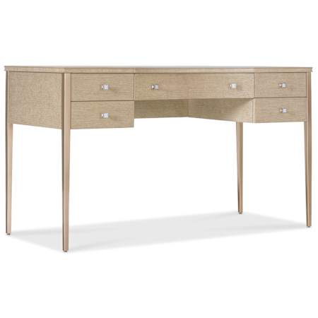 Hooker Furniture Melange 54" Wide Marble, Metal, and Veneer Table Polished Limestone / White / Gray