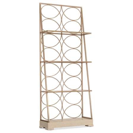 Hooker Furniture Melange 33" Wide 4 Shelf Steel, Wood Veneer Etagere Polished Limestone