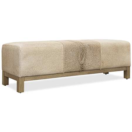 Hooker Furniture Melange 61" Wide Acrylic, Fabric, Linen, and Polyester Bench Light Wood / Beige