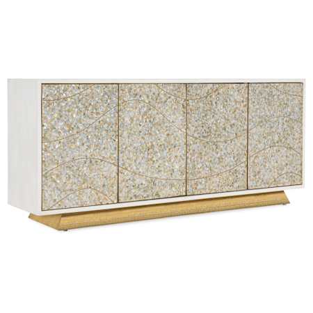 Hooker Furniture Melange 80" Wide Capiz Shell and Wood Credenza Soft White / Gold / Capiz Shell