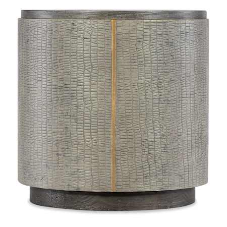 Hooker Furniture Melange 24" Wide Leather and Pine Table Gray Crocodile / Dark Wood