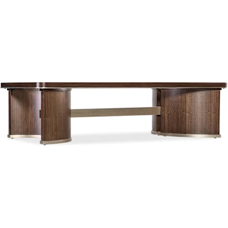 Hooker Furniture Melange 66" Wide Walnut Table with Tempered Glass Top Dark Walnut / Champagne