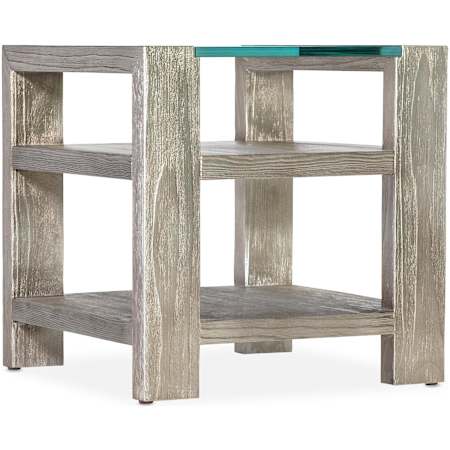 Hooker Furniture Melange 25" Wide Pine and Silver Leaf Table with Glass Top Pine / Silver Leaf