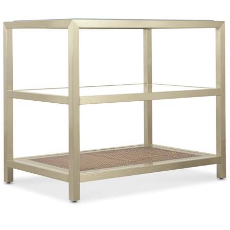 Hooker Furniture Melange 30" Wide Cane, Glass, Steel, and Wood Table Gold / Cane