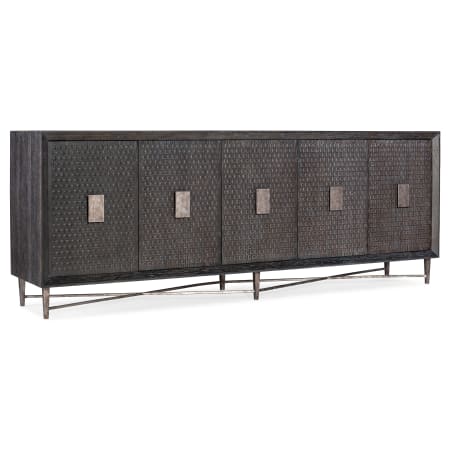 Hooker Furniture Melange 90" Wide 2 Drawer Oak Veneer Accent Cabinet Dark Wood / Silver