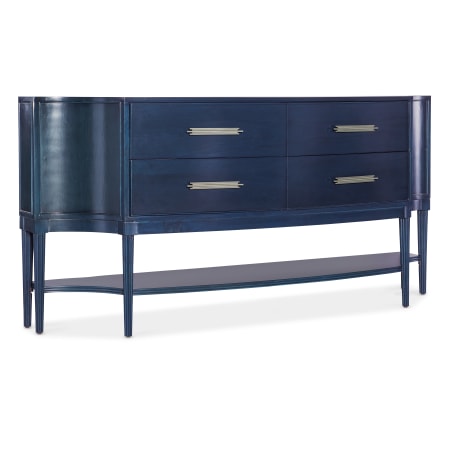 Hooker Furniture Melange 75" Wide 4 Drawer Cherry Veneer Accent Cabinet Dark Blue / Pewter