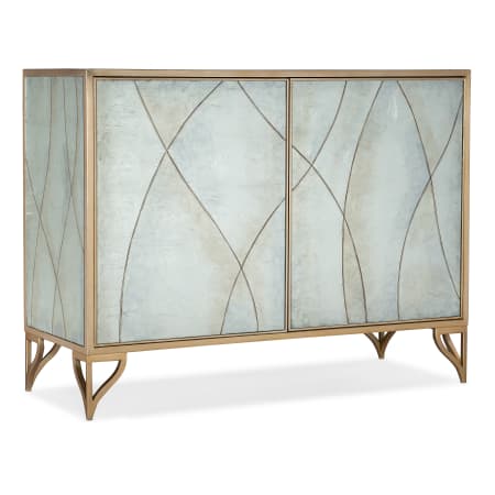 Hooker Furniture Melange 46" Wide Metal, Glass Accent Cabinet Silver Eglomise / Gold