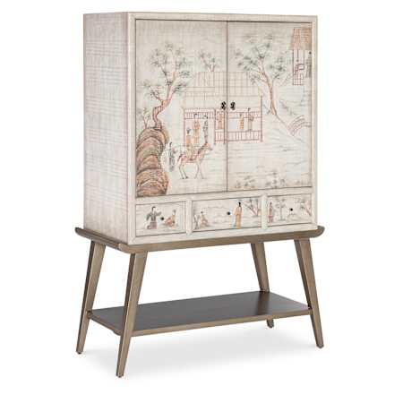 Hooker Furniture Melange 42" Wide 3 Drawers Wood Accent Cabinet Soft White / Gold / Beige
