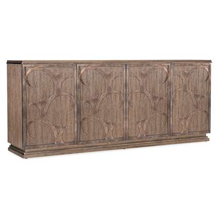 Hooker Furniture Melange 85" Wide 1 Drawer Maple and Oak Accent Cabinet Medium Wood / Silver Leaf