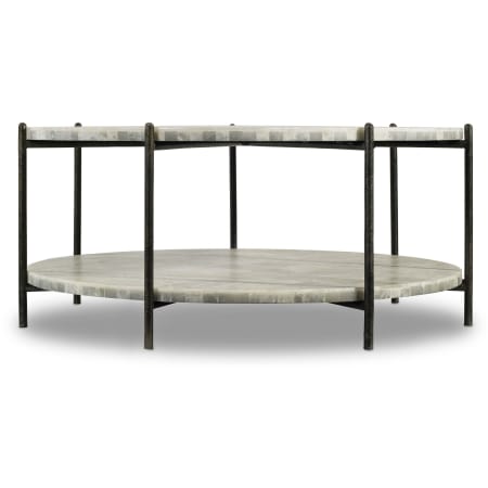 Hooker Furniture 40-3/4 Inch Diameter Metal and White Onyx Coffee Table from the Melange - Blythe Collection Black and White