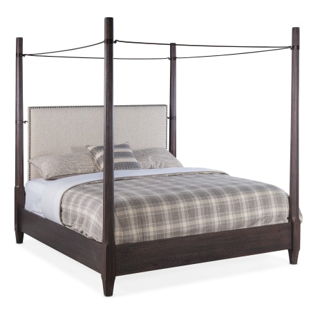 Hooker Furniture Big Sky California King Canopy Bed Frame with Nailhead Trim Charred Timber