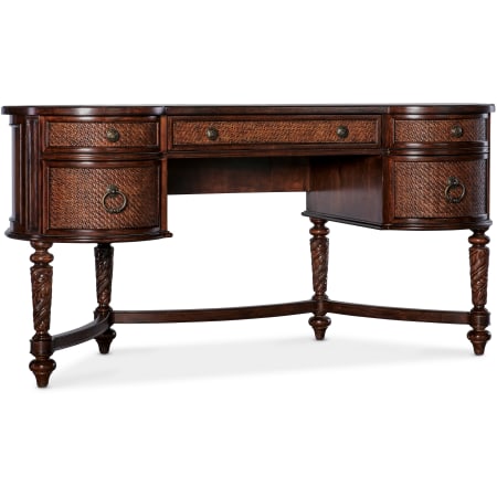 Hooker Furniture Charleston 60" Wide Cherry and Rattan 5 Drawer Writing Desk with Drop Front Center Drawer Maraschino Cherry