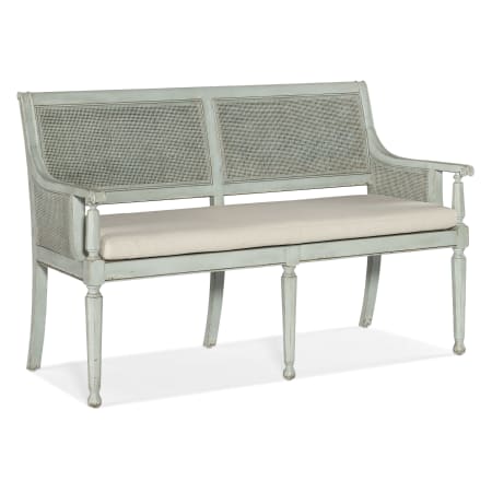 Hooker Furniture Charleston 54" Wide Wood Framed Fabric Bench with Cane Backing Haint Blue