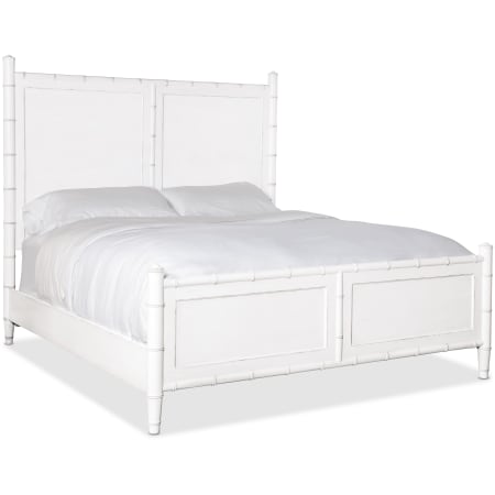 Hooker Furniture Charleston California King Wood Panel Bed Frame with Bamboo Wood Accents White Heron