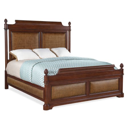 Hooker Furniture Charleston California King Cherry and Walnut Platform Bed Frame with Cane Paneling Maraschino Cherry