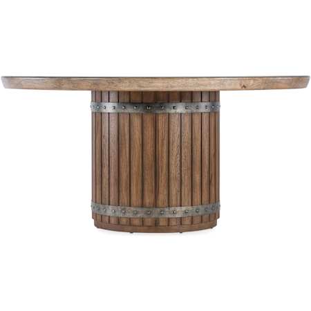 Hooker Furniture Vineyard Row 62" Diameter Resin, Veneer, and Wood Table Sonoma / Napa / Rustic Hammered Metal