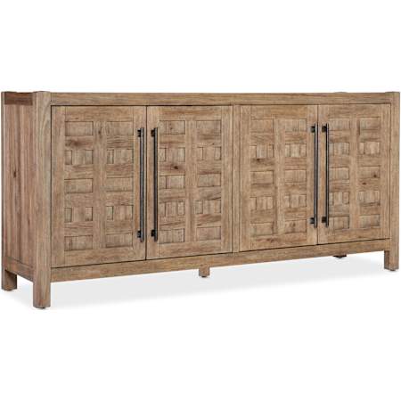 Hooker Furniture Vineyard Row 80" Wide Hickory and White Oak Wood Buffet with Silverware Tray Sonoma / Rustic Hammered Metal