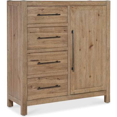 Hooker Furniture Vineyard Row 50" Wide 5 Drawer Cedar and White Oak Accent Cabinet with Self-Closing Drawers Sonoma / Rustic Hammered Metal