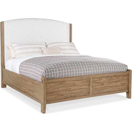 Hooker Furniture Vineyard Row King Wood and Veneer Bed Frame with Rounded Headboard Sonoma / White Zin