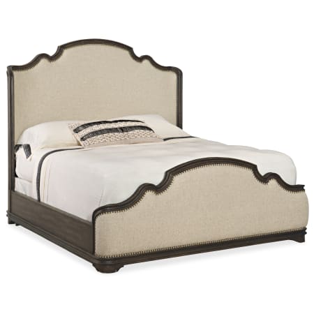 Hooker Furniture Fayette Dramatic Luxury Country Queen Upholstered Shelter Bed from La Grange Antique Varnish / Oat