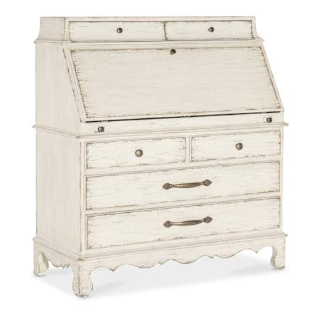 Hooker Furniture Americana 44" Oak 12 Drawer Secretary Desk Daisy / Honey / Antique Bronze