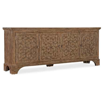 Hooker Furniture Americana 84" Wide Oak Accent Cabinet Honey / Antique Bronze