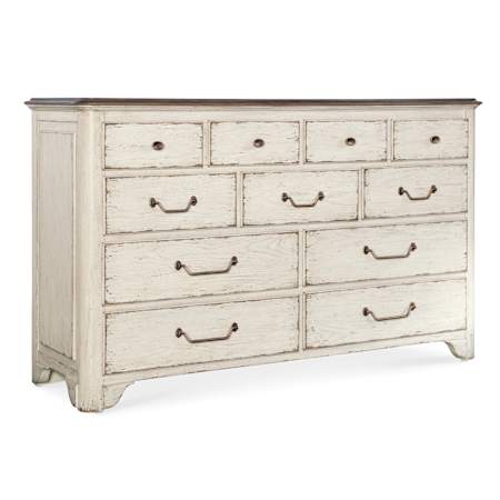 Hooker Furniture Americana 68" Wide 11 Drawer Cedar and Oak Dresser Daisy / Honey