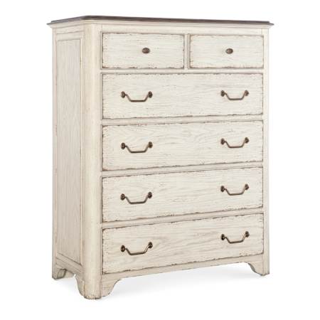 Hooker Furniture Americana 46" Wide 6 Drawer Oak Dresser Daisy / Antique Bronze