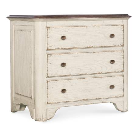 Hooker Furniture Americana 34" Wide 3 Drawer Oak Nightstand Daisy / Honey / Antique Bronze