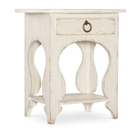 Hooker Furniture Americana 32" Wide 1 Drawer Oak Nightstand Daisy / Antique Bronze
