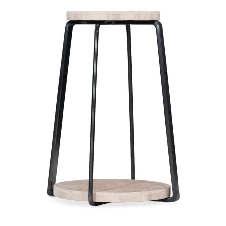 Hooker Furniture Commerce and Market 16" Diameter Travertine Top Carbon Steel Accent Table Black / Natural Stone