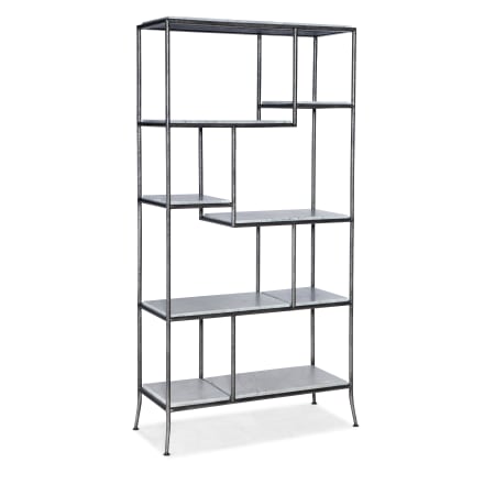 Hooker Furniture Commerce and Market 40" Wide 6 Shelf Steel Bookcase with Stone Shelves Dark Gray / Blue Forest