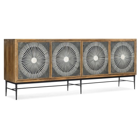 Hooker Furniture Commerce and Market 80" Wide 4 Door Mango Wood, Bone Inlay Media Cabinet Medium Natural Wood / Charcoal / Slate