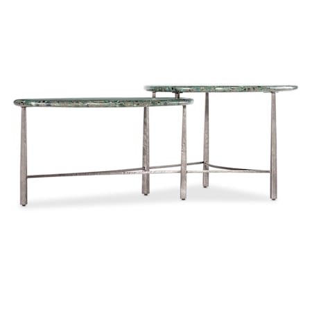 Hooker Furniture Commerce and Market 51" Wide Iron and Stone Table Textured Pewter / Stone / Green