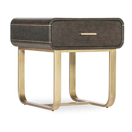 Hooker Furniture Commerce and Market 26" Square Metal and Oak Table Dark Wood / Gold