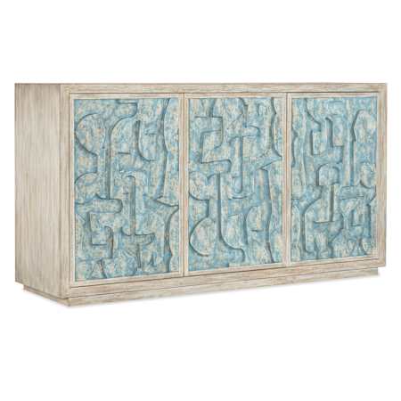 Hooker Furniture Commerce and Market 64" Wide Oak Accent Cabinet White / Blue