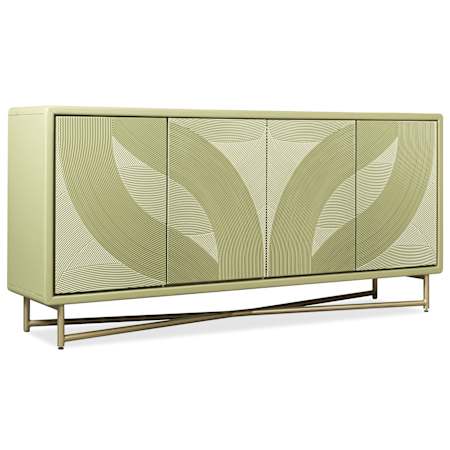 Hooker Furniture Commerce and Market 72" Wide Alder and Basswood Wood TV Stand Green / Gold