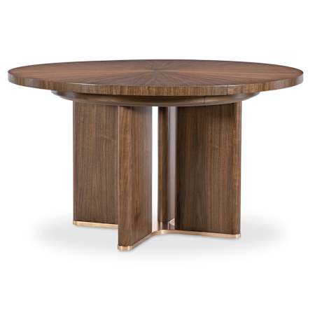 Hooker Furniture Eleana 54" Diameter Metal and Wood Veneer Table Light Caramel / Sunlight Bronze