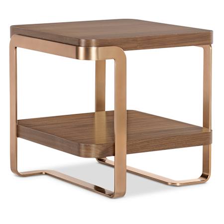 Hooker Furniture Eleana 24" Wide Metal and Wood Veneer Table Light Caramel / Sunlight Bronze