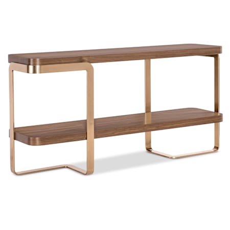 Hooker Furniture Eleana 72" Wide Metal and Wood Veneer Table Light Caramel / Sunlight Bronze